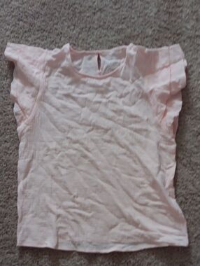 Girls' Light Pink Flutter Sleeve Top